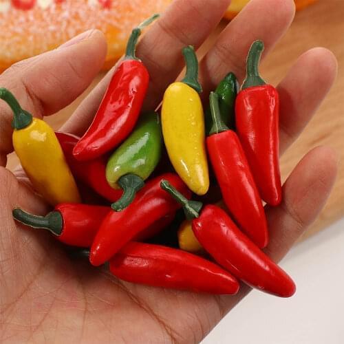 10 Pcs Artificial Simulation Chili Pepper Plants Decor Mini Plastic Fruit Vegetables Craft For Festive Party Home Decoration