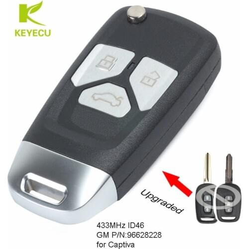 KEYECU Replacement New Upgraded Flip Remote Key Fob 433MHz ID46 for Chevrolet Captiva 2008 2009 2010 2011 2012 2013