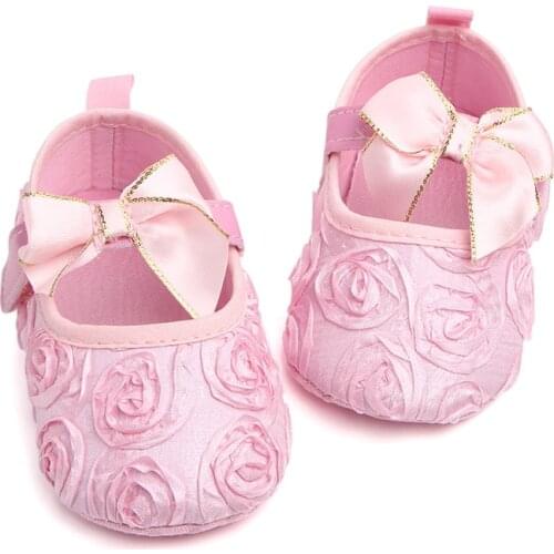 New Baby Girl shoes lovely Bowknot Leather Shoes Anti-Slip Sneakers Soft Sole toddler shoes 0-12 month drop ship