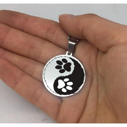 Cat Footprints Pendant Necklace Yin Yang Tai Ji Disc Collar Necklaces Jewelry Best Gift for You YP6707