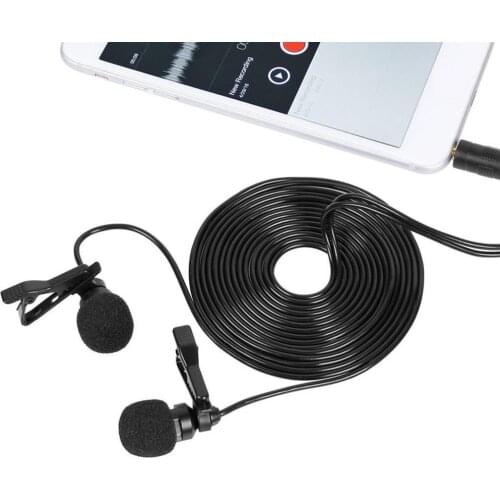 Mini Lavalier Lapel Microphone Dual Headed Recording Clip On Mic for iPhone iPad Samsung Tablet JR Deals