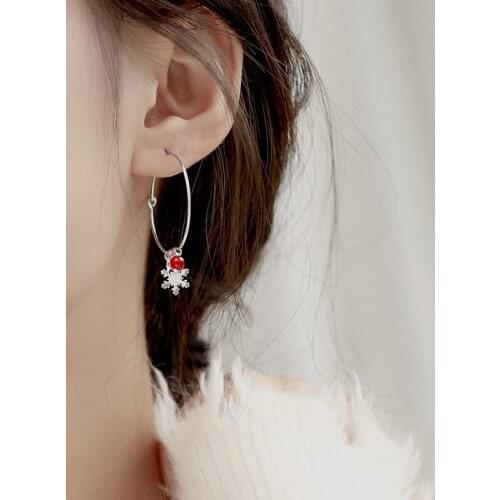 Christmas gifts 925 sterling silver hoop earrings for women female contracted wind earring exaggerated personality fine jewelry