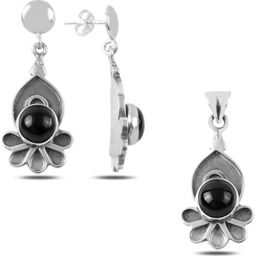 Silverlina Silver Onyx Stone Handwork Set