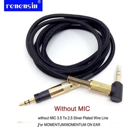 Replacement Audio Cable No MIC For Sennheiser Momentum Momentum 2.0 On Ear Over Ear Headphones Silver Plated Cable Cords