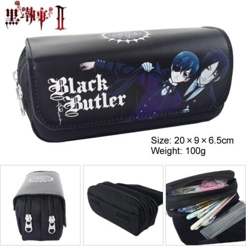 Anime Black Butler Pen Bag Purse Sebastien Shire Big Capacity Cosplay Zipper Leather Purse Pencil Stationery Students Wallets