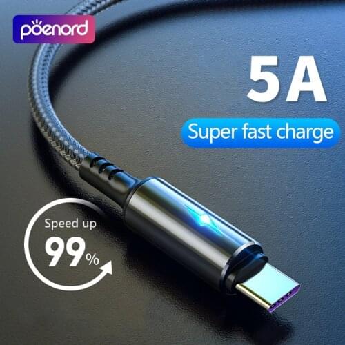 5A USB Data Cable LED Fast Charging Micro Data Cable Suitable For Huawei Samsung Xiaomi Android Mobile Phone Charger Cable