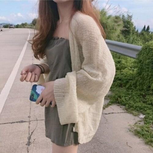 Vintage Knitted Cardigan Women Oversize Summer Cardigans Pull Sweater Women Loose Hollow Coat Tide Korean Fashion Top Femme Топ