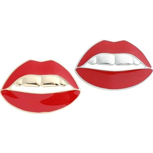 Red Mouth Pins Metal The Brooches Trendy Jewelry Gift for Red Enamel Medical Gold Mouth Lapel Women Hat Pins Accessories
