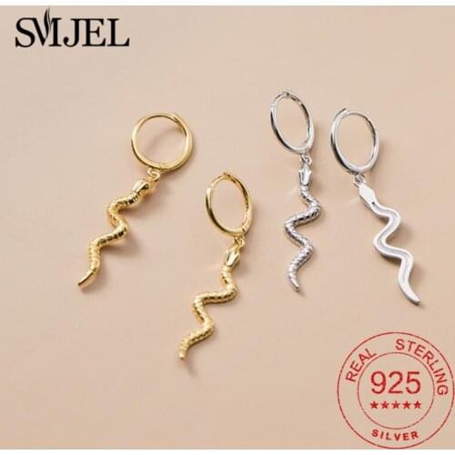 Women 's Stud Earrings Fashion Snake Shape Earrings Circle 925 Sterling Silver Wild Trendy Cute Korean Indian Jewelry S925 Studs