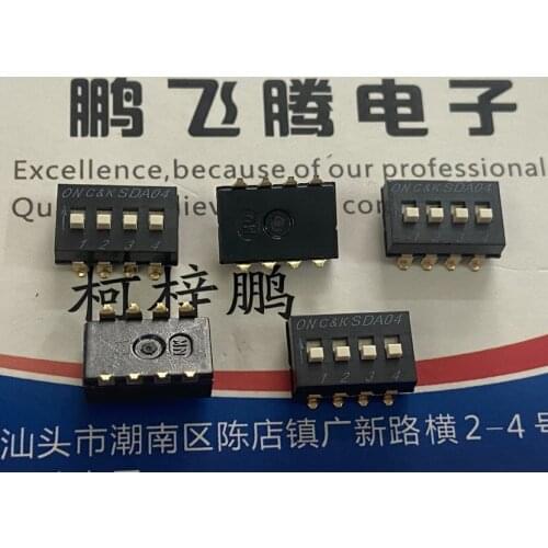1PCS Imported U.S. C&k SDA04H1SBDR patch dial code switch 4-bit key type flat dial coding 2.54mm