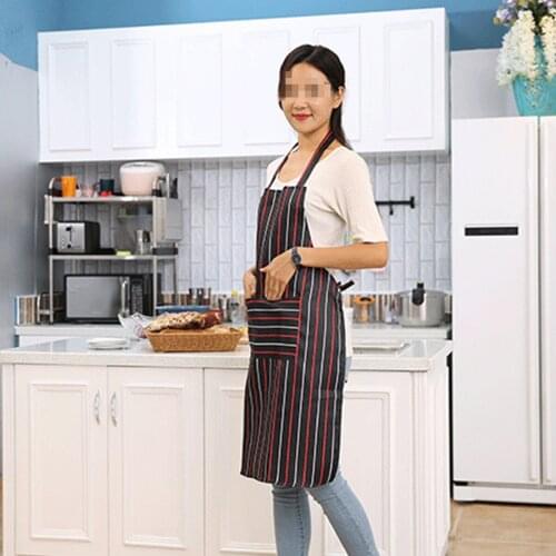 1pcs red polyester stripe kitchen oil proof sleeveless apron red and white stripe