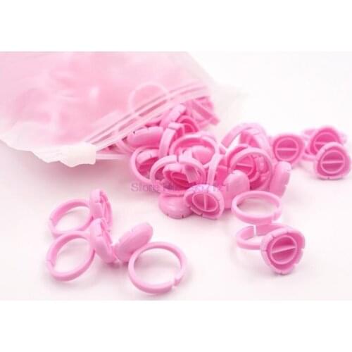 200bags Heart shape eyelash Glue Rings Cups Disposable Eyelash Extension Glue Quick Blossom Cup Tattoo Ink Holder Ring hot