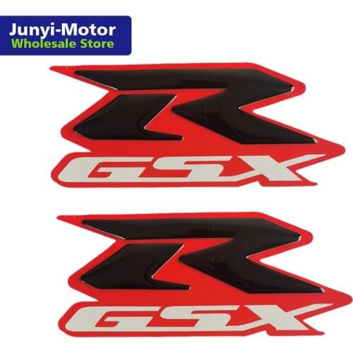 2xBlack Red Emblem 3D Fairing Tank Logo Decal Sticker For Suzuki GSX-R GSXR 600 750 1000 1100 Motorcycle Decoration Racing Badge