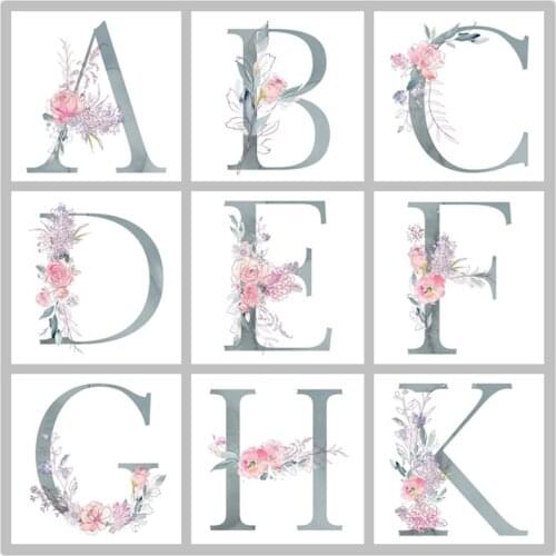 Diamond Painting 5d English Alphabet Baby Child Name Kindergarten Wall Art Pink Flower Letters Diamond Embroidery Mosaic Picture