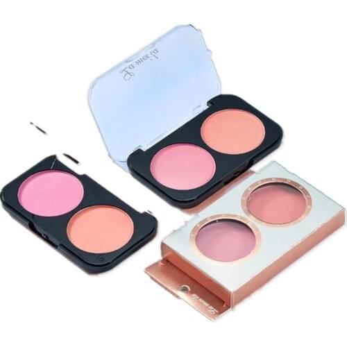 Brand 2 Colors Waterproof Blush Powder different color Powder pressed Foundation Face Makeup Blusher,Soft 3D shine makeup blush