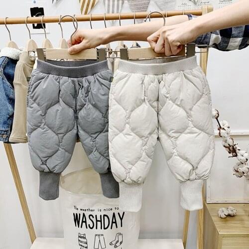 Boys Trousers 2019 New Childrens Winter Trousers Korean Baby Boys and Girls Thick Pants Toddler Baby Winter Warm Down Pant 2-7Y