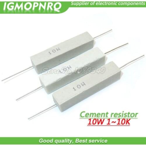 10pcs 10W Cement resistance resistor 1~10K 1R 2R 5R 8R 10R 15R 20R 25R 100R 1k 2k 10k 1 2 5 8 10 15 20 25 100 ohm IGMOPNRQ
