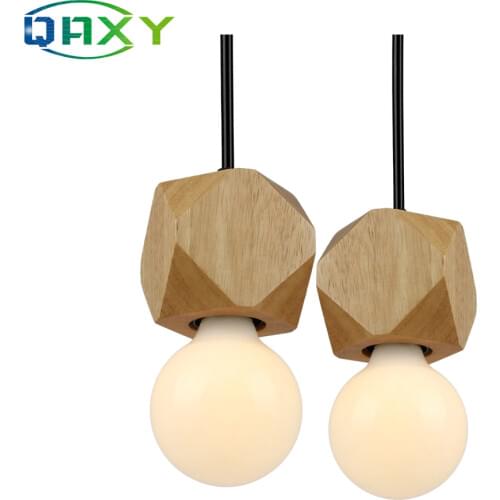 E27 Wooden Pendant Lamp Natural Color Modern Diamond-shaped Hanging Chandelier Light Living Room Bedroom Luminaire[DW2400]