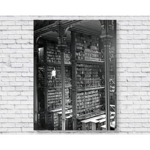 Home Decor Canves Painting Print Old Library Architecture Photo Poster Print Black and White Old Cincinnati Library Built 1874
