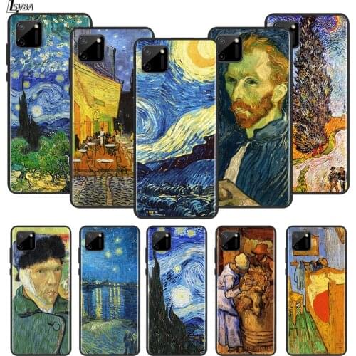 Van Gogh Oil Painting Illustration For OPPO Realme Narzo 20 C2/3/11/12/15/17 X2 X3 X7 XT X50 Q2i V3 V5 V15 Pro Black Phone Case