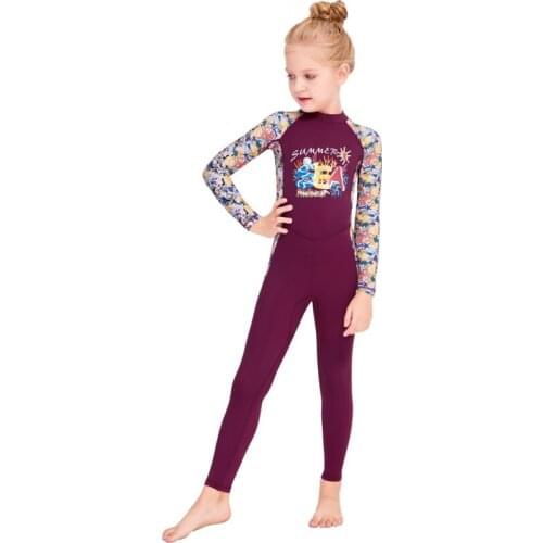 Children Girls Swimsuit Sun Protection Long Bathing Suits Quick Drying Swimming Loaded Snorkeling Diving Wetsuit Swimwear