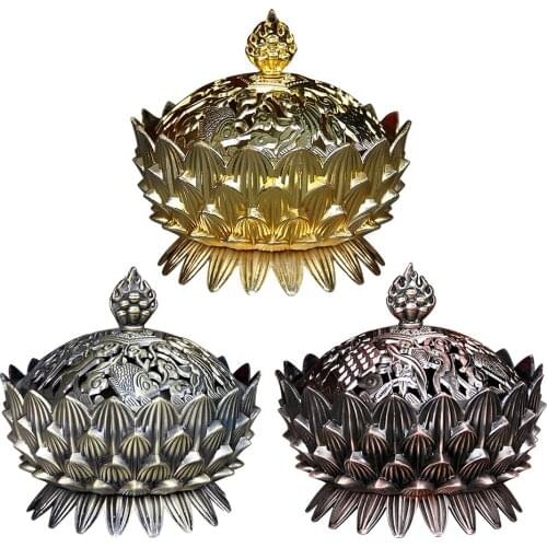 Lotus Copper Tray Incense Burner Incense Stick Holder Alloy Home Buddha Decor Burner Lotus Flower Holder Handmade Home
