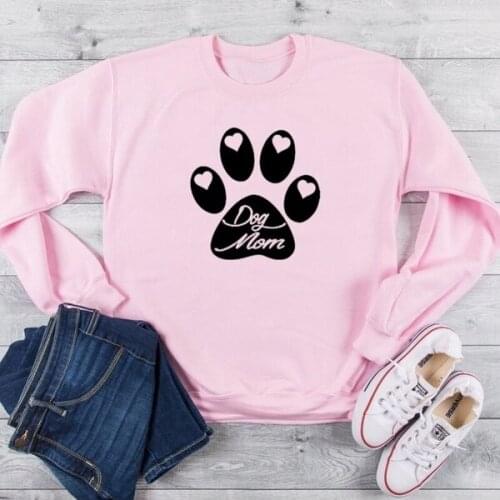 Kawaii Paw Print Dog Mom Saweatshirt funny Pullover quote graphic pure cotton mom life jumper women casual Outfits Sweats top