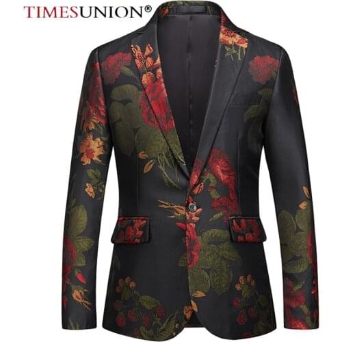 Men Blazer Fashion Jacquard Floral Slim Fit Casual Suit Jacket Veste Homme Costume Gentlemen Luxurious Dress Blazers