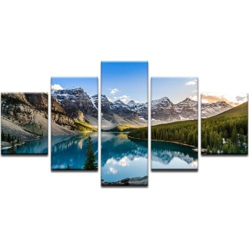 Wall HD Prints Poster Modular Picture Lake Mountain Landscape Painting Abstract Art For Living Room Home Decoration Canvas