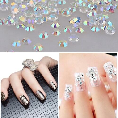 New 1000pcs/pack Crystal Clear Jelly AB Color Nail Art Resin Rhinestones Non HotFix Nail Art Decorations Accessories