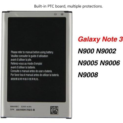 Original High Quality B800BC Battery For Samsung GALAXY NOTE 3 N9006 N9005 N900 N9009 N9008 N9002 B800BE NFC 3200mAh