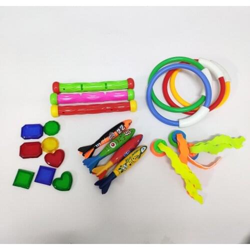 22pcs Plastic Diving Toys Underwater Swimming Pool Toys Summer Water Game Toys including Diving Rings, Diving Sticks, Treasures
