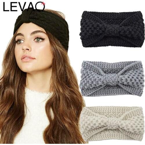 Levao New Autumn Winter Knitting Knot Hair Bands For Women Solid Color Headband Hoop Bezel Headwrap Hair Accessories