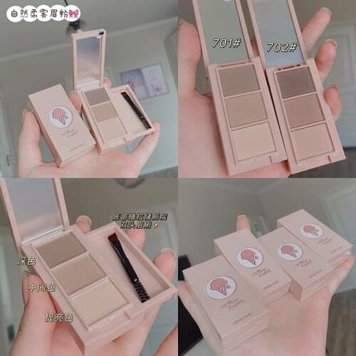 3D 3 Colors Eyebrow Powder Smooth Natural Waterproof Eyebrow Enhancer With Brush Eyebrow Pencil Makeup Highlighter Powder Shadow