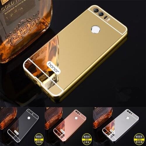 Luxury Rose Gold Mirror Cases For Huawei Honor 7 Alumimum Metal Frame shell Back Cover for Huawei Honor 8 Honor8 Lite