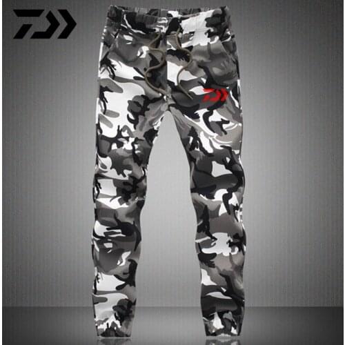 Men Daiwa Fishing Pants Camouflage Color Outdoor Windproof Camping Hiking Riding Breathable Sports Trousers Cotton Fishing Pants