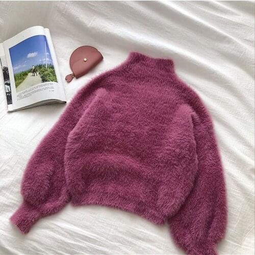 Hokiju New Korean soft solid loose turtleneck sweater in winter