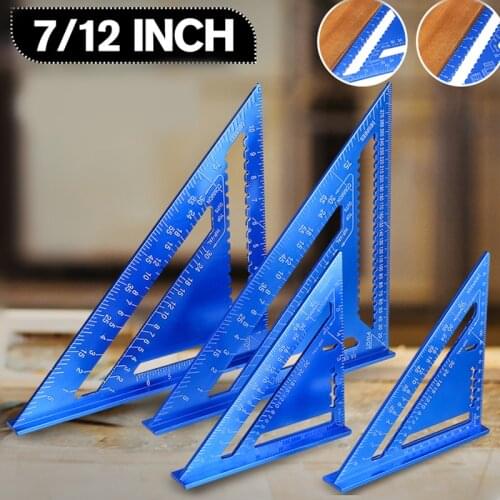 Angle Ruler 7/12 inch Metric Aluminum Alloy Triangular Measuring Ruler Woodwork Speed Square Triangle Angle Protractor