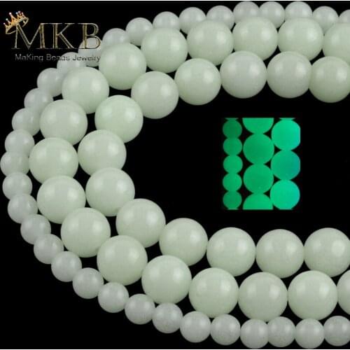 6 8 10mm Green Luminous Light Glowing Round Beads Natural Stone Beads For Jewelry Making Diy Bracelets Necklace Accessories