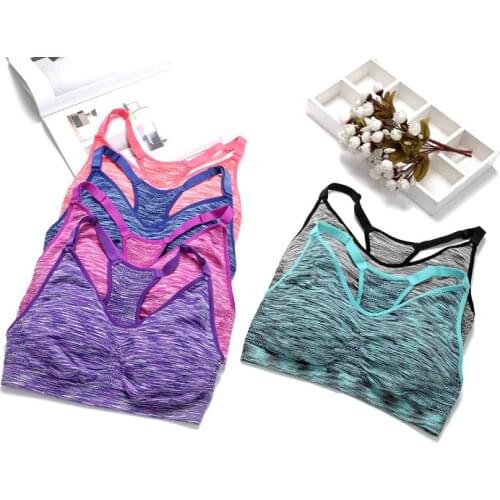 Wholesale Pad Athletic V-Neck Lady Fitness Bra Shockproof Yoga Bra High Strength Running Bra Women Workout Stretch Tank Top Vest