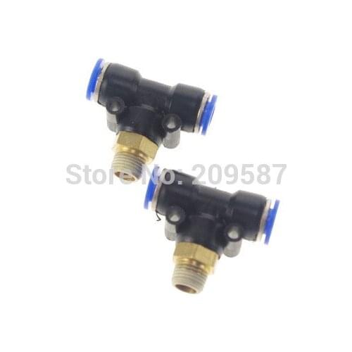 10) Tube OD 6mm x BSPT 1/8" Threaded Male Tee Pneumatic Connector Fitting