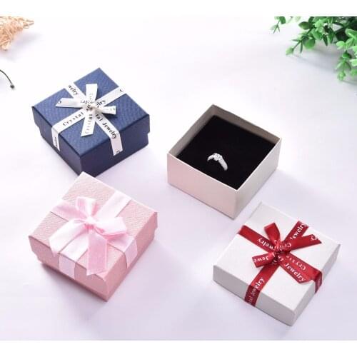 10 Pcs/Lot Jewelry Boxes Kraft Paper Boxes Ribbon Bow Ring Gift Packaging Favour Vintage Cases Drop Shipping
