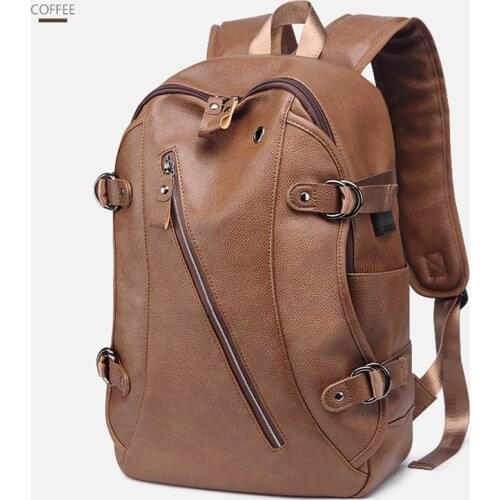 2021 Hot Men Backpack Usb Charging Waterproof Pu Leather 14 Inch School Laptop Bag