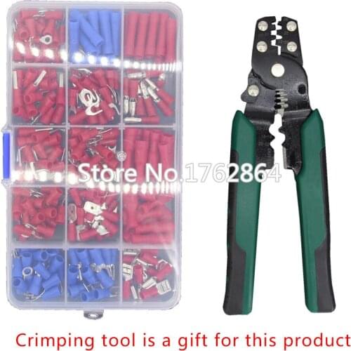 240 PCS insulated cold-pressed terminals Fork-shaped round 6.3 Reed-in blades Terminal block line nose combination set
