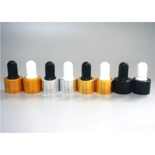 5-100ml 5/10/20pcs Essential Oil Bottles Cap 18/410 Black/gold/silver Cover Dropper Lid Glue Head Metal Thread Lid Glass Bottle