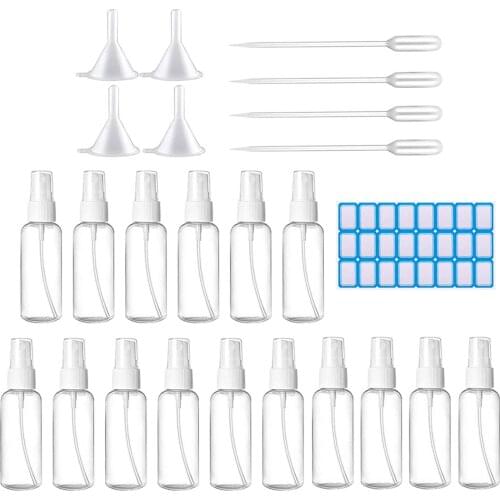 60ml 16 Pack Empty Spray Bottle Make up Container Clear Bottles with Funnels