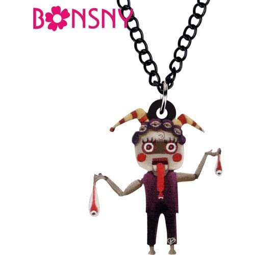 Bonsny Acrylic Halloween Cartoon Clown Necklace Choker Chain Collar Pendant Jewelry For Women Teens Kids Charms Gift Accessories