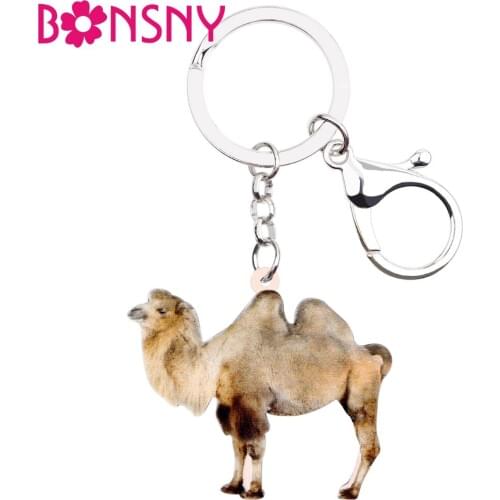 Bonsny Acrylic Camel Llama Key Chains Keychains Holders Wild Desert Animal Jewelry For Women Girls Car Bag Charms Pendant Gift