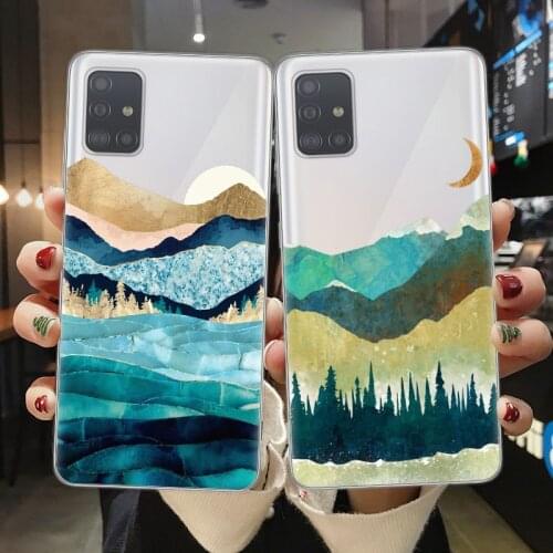 Mountain Waves Sun Moon Phone Case For Samsung Galaxy A51 A71 A21S A11 31 A41 A20 A30 A40 A50 A70 A02 A12 A32 A42 A52 A72 Cover