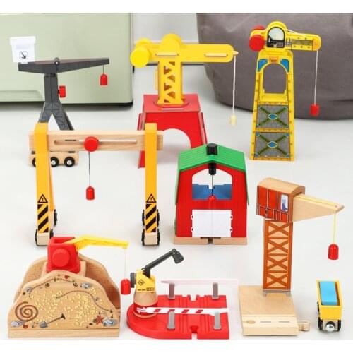 Railway Wooden Track Accessories All Kinds of Magnetic Train Crane Toy Compatible for Biro Wood Tracks Kids Educational Toy